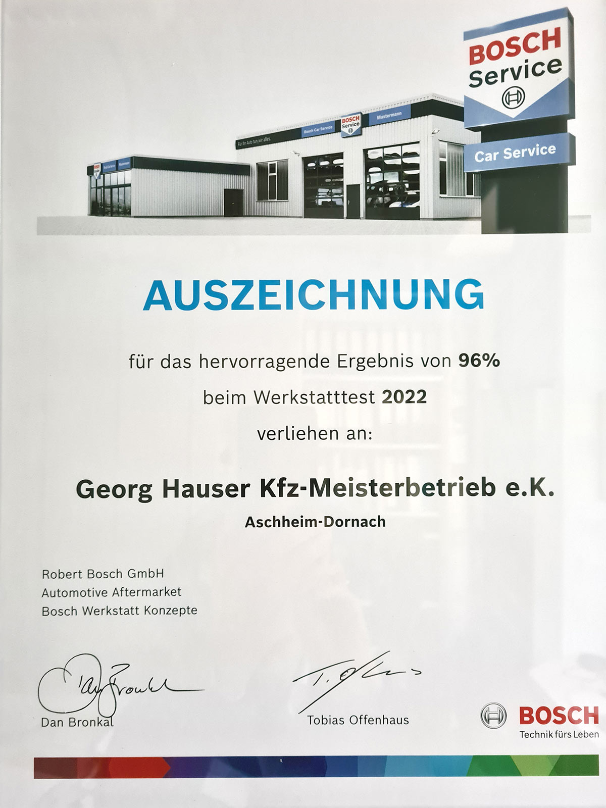 Werkstatt-Test Bosch - Auszeichnung 2022
